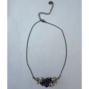 Vintage Black and Silver Chunky Beaded Necklace 12 Inch+3.5 Inch, Costume, Women